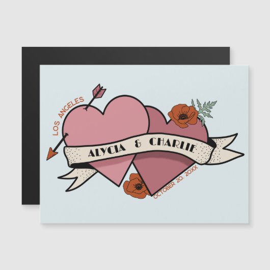 ヴィンテージハート磁気結婚招待 (正面/裏面)