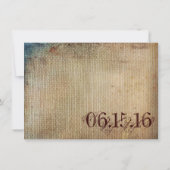 ヴィンテージハート素朴鍵Burlap結婚式招待状 招待状 (裏面)