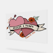 ヴィンテージハート結婚歓迎 アクリルサイン (傾斜)