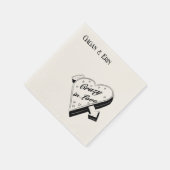 ヴィンテージハート線結婚スケッチ スタンダードカクテルナプキン (角)