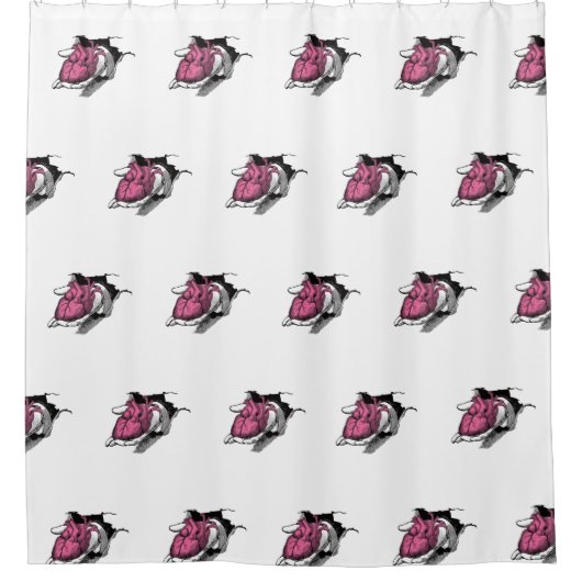 ヴィンテージハート貫通亀裂 シャワーカーテン (正面)