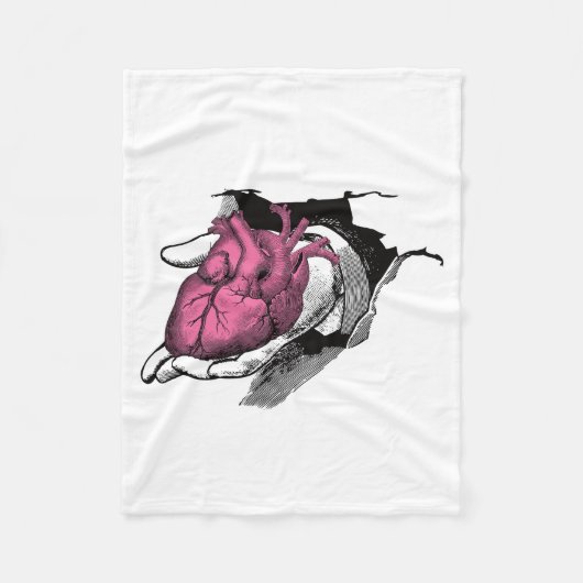 ヴィンテージハート貫通亀裂 フリースブランケット (正面)