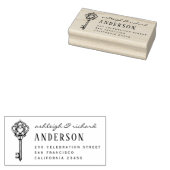 ヴィンテージハート鍵スクリプト名と差出人住所 ラバースタンプ (押印)