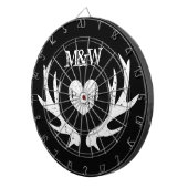 ヴィンテージハート鹿〔雄ジカの〕枝角カスタム結婚式パーティー ダーツボード (正面右)