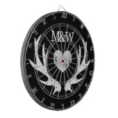 ヴィンテージハート鹿〔雄ジカの〕枝角カスタム結婚式パーティー ダーツボード (正面左)