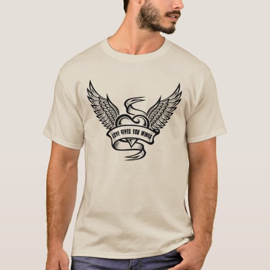 ヴィンテージハート（翼あり） Tシャツ (正面)