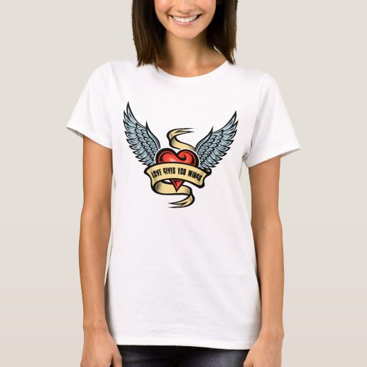 ヴィンテージハート(翼あり) Tシャツ (正面)