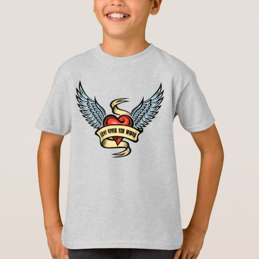 ヴィンテージハート（翼あり） Tシャツ (正面)