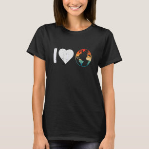 ヴィンテージハートI love World Planet Climate Change Tシャツ