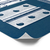 ヴィンテージハードウェアのポスターボルト – ヒンジCyanBlueprint ポスター (角)