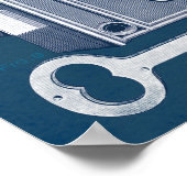 ヴィンテージハードウェアポスターロック – 鍵シアン青写真 ポスター (角)