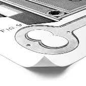 ヴィンテージハードウェアポスターロック – 鍵BW ポスター (角)