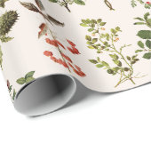 ヴィンテージハーバリウムグリーン植物パターン ラッピングペーパー (ロールコーナー)