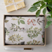 ヴィンテージハーバリウムグリーン植物パターン 薄葉紙 (ギフト)