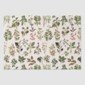 ヴィンテージハーバリウムグリーン植物パターン 薄葉紙 (正面)