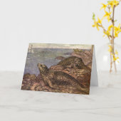 ヴィンテージハーバーシール、海洋生物海動物 カード (黄色い花)