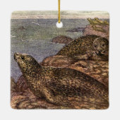 ヴィンテージハーバーシール、海洋生物海動物 セラミックオーナメント (裏面)