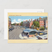 ヴィンテージハーバードスクエアケンブリッジ葉書 ポストカード (正面/裏面)