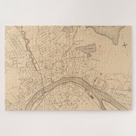ヴィンテージハーバーヒルMAの地図（1909年） ジグソーパズル (横)