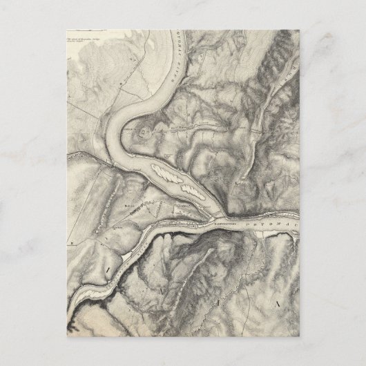 ヴィンテージハーパーズフェリーの地図(1863年) ポストカード (正面)