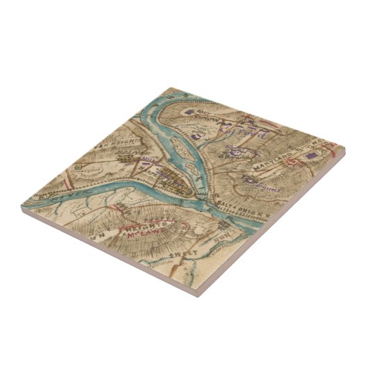 ヴィンテージハーパーズフェリー内戦の地図(1862) タイル (側面)