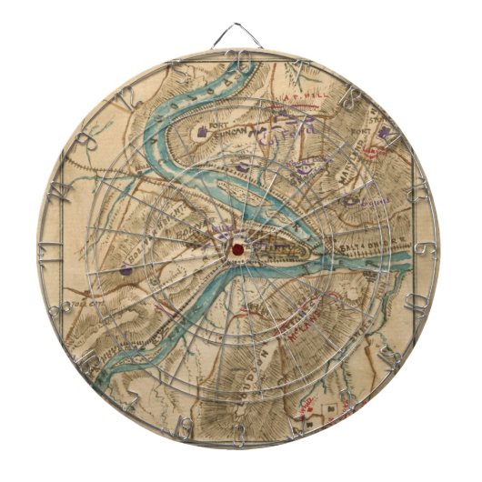 ヴィンテージハーパーズフェリー内戦地図（1862年） ダーツボード (正面)