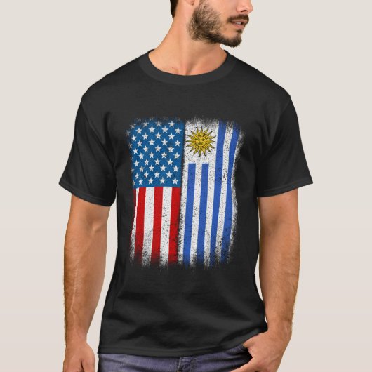 ヴィンテージハーフウルグアイ米国国旗ウルグアイ米国 Tシャツ (正面)