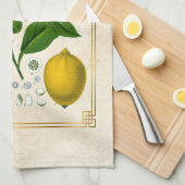ヴィンテージハーブプラントレモンフルーツ植物芸術 キッチンタオル (四つ折り)