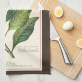 ヴィンテージハーブ香辛料、クローブ植物 キッチンタオル (四つ折り)