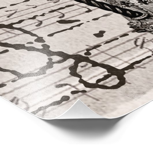 ヴィンテージハープとアンティーク音楽コラージュカスタマイズ フォトプリント (角)