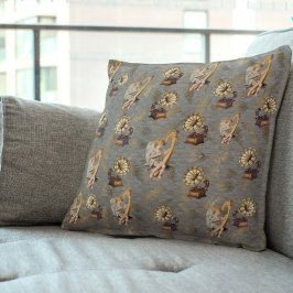 ヴィンテージハープと蓄音機オンSteel Gray クッション