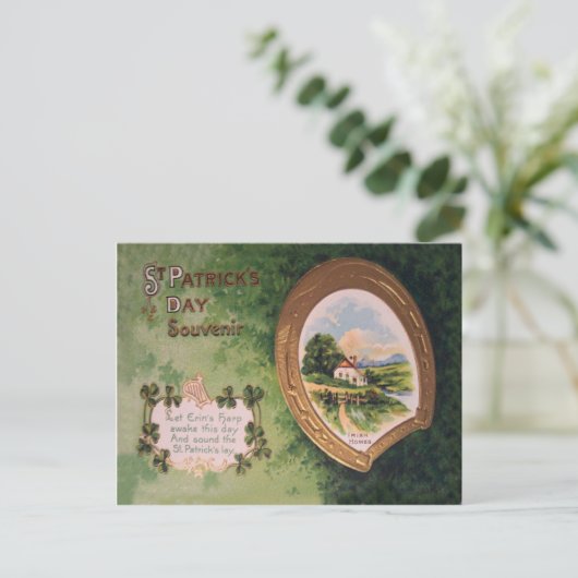 ヴィンテージハープオブエリンホースシューセントパトリックの日Ca ポストカード (スタンド正面)