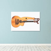 ヴィンテージハープギター24x36 キャンバスプリント (インサイチュ (ウッドフロア))