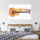 ヴィンテージハープギター32x48 キャンバスプリント (インサイチュ (寝室))