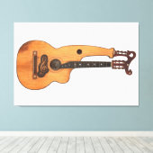 ヴィンテージハープギター32x48 キャンバスプリント (インサイチュ (ウッドフロア))