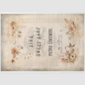 ヴィンテージハープシート音楽フローラEphemera Decompage 薄葉紙 (正面)