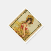 ヴィンテージハーベストガール スタンダードカクテルナプキン (角)