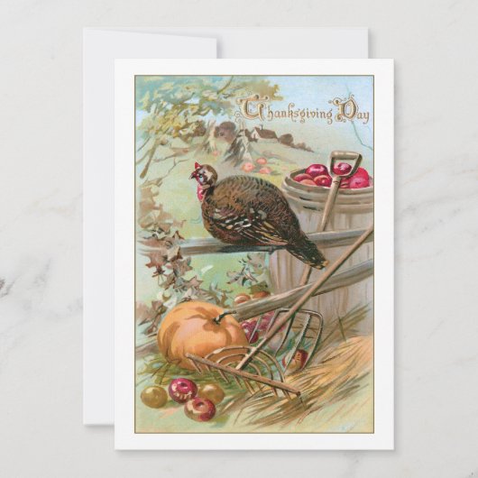 ヴィンテージハーベストシーンとトルコとカボチャ シーズンカード (正面)