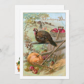 ヴィンテージハーベストシーンとトルコとカボチャ シーズンカード (正面/裏面)