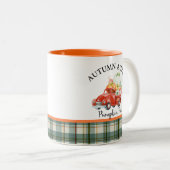 ヴィンテージハーベスト·トラック·パンプキパーソナライズされたン ツートーンマグカップ (正面右)