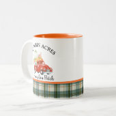 ヴィンテージハーベスト·トラック·パンプキパーソナライズされたン ツートーンマグカップ (正面左)