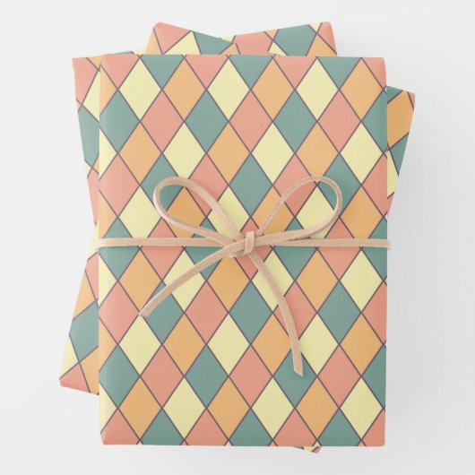 ヴィンテージハーレキインダイアゴナルインパステル ラッピングペーパーシート (インサイチュ)