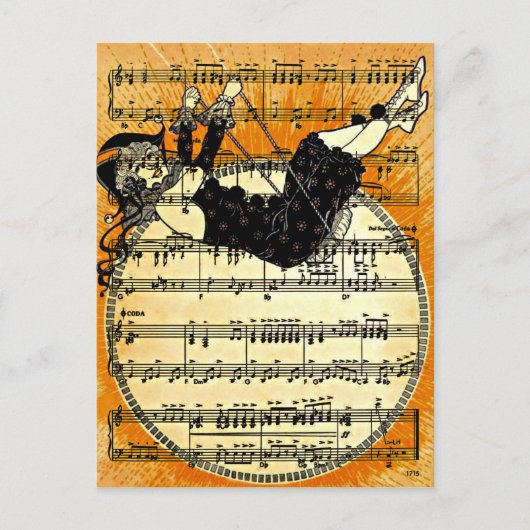 ヴィンテージハーレキンガール ポストカード (正面)