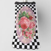 ヴィンテージハーレキンピンクローズ ゴルフヘッドカバー (回転90)