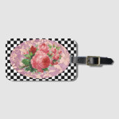 ヴィンテージハーレキンピンクローズ ラゲッジタグ (正面横)