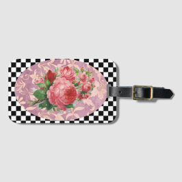 ヴィンテージハーレキンピンクローズ ラゲッジタグ