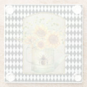 ヴィンテージハーレクインガーデンヒマワリ ガラスコースター (裏面)