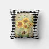 ヴィンテージハーレクインガーデンヒマワリ クッション (正面)
