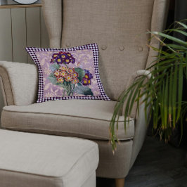 ヴィンテージハーレクインガーデンフラワーパネル クッション