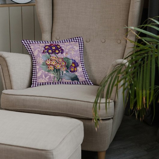 ヴィンテージハーレクインガーデンフラワーパネル クッション